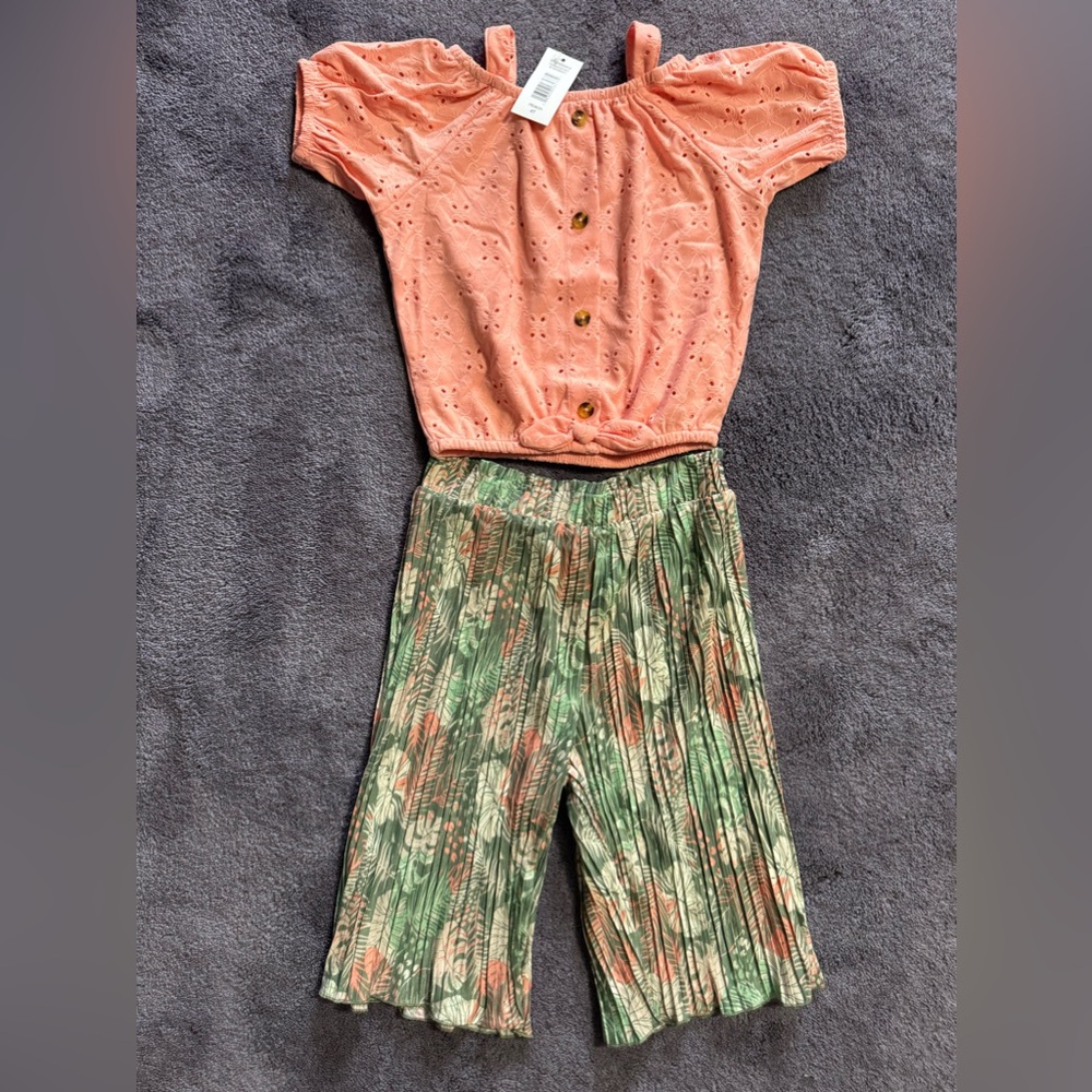 Toddler Girls Forever Me 2 Piece Wide Leg Pants with Eyelet Top NEW